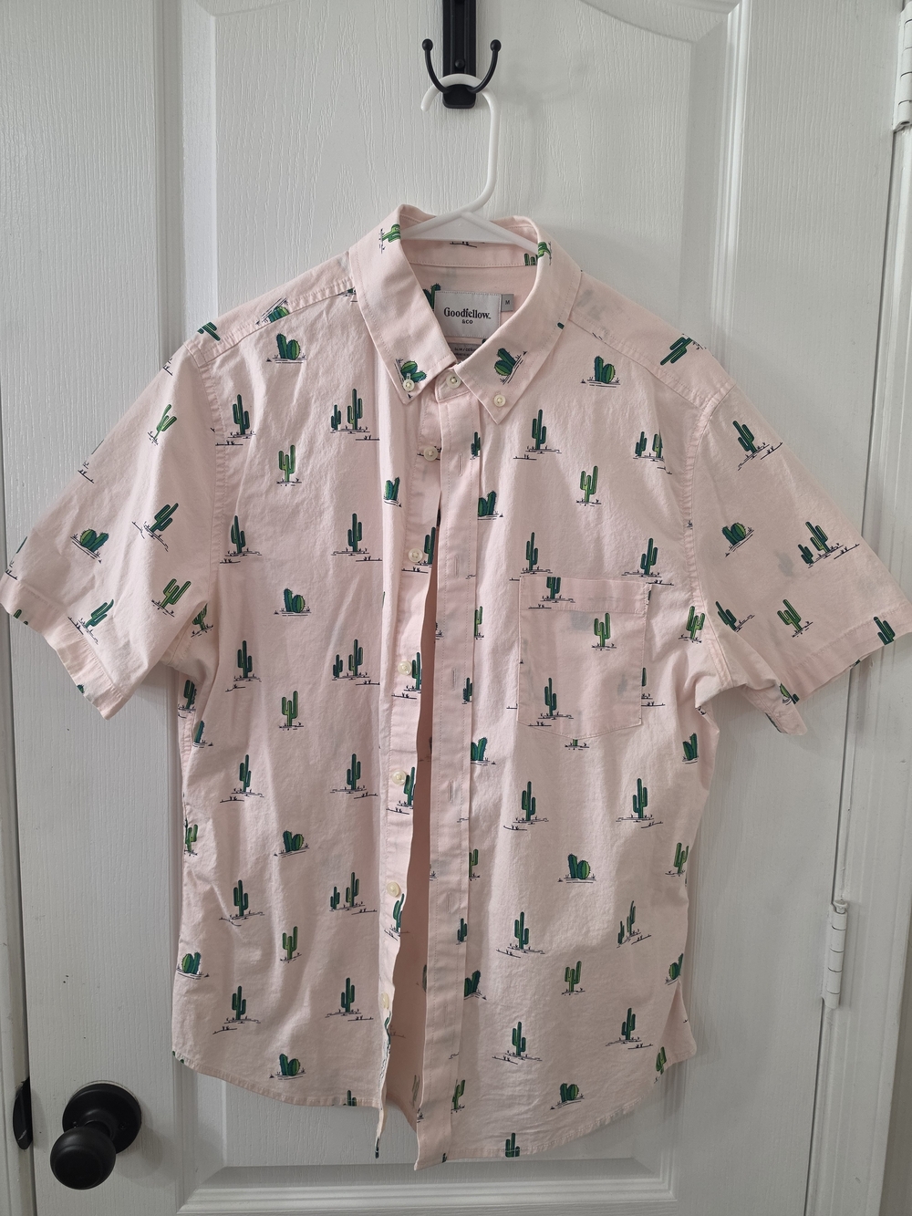 Goodfellow & Co Pink Short-Sleeve Cactus Print Button-Down Shirt